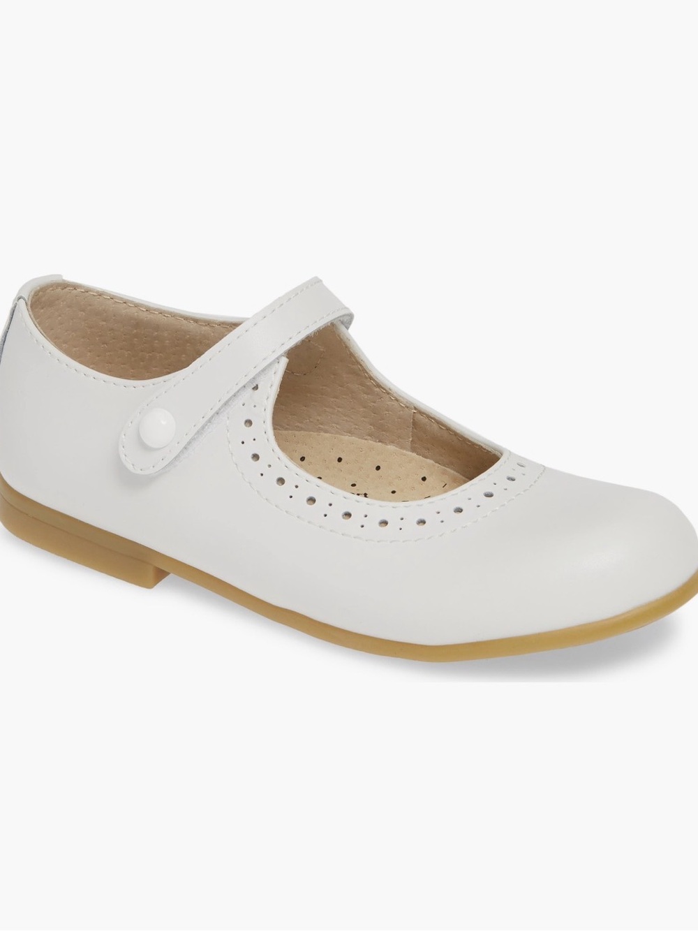 Girls' Footmates White Mary Jane Dress Shoes with Perforated Detail
